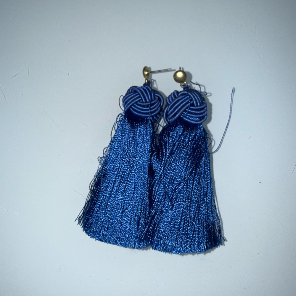 Elegant Blue Tassel Earrings